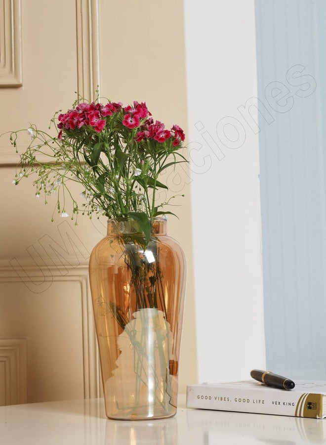 UM Creaciones Amber Flower Vase Flower Vase/Antique Vase for Table / Living Room /Office/Home Decoration, Glass - Image 2